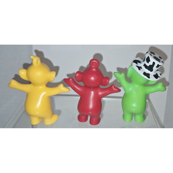 Lot Of 3 1998 Pvc Teletubbies Figures Green Red Yellow Vintage - Picture 3 of 6